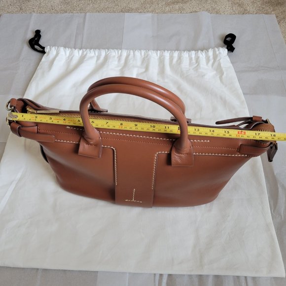 Theory T Bar Ames Leather Handbag Satchel Crossbody Purse Shoulder Bag Weekender - Picture 8 of 13